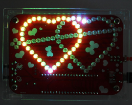 DIY Music Colorful RGB LED Flashing Light with Acrylic Case, Double Heart-shaped LED Light Electronic Kits for Valentine's Birthday Gift